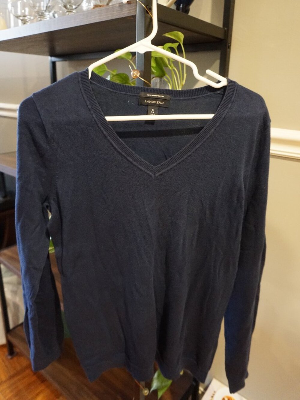 Land's End Navy V Neck Sweater